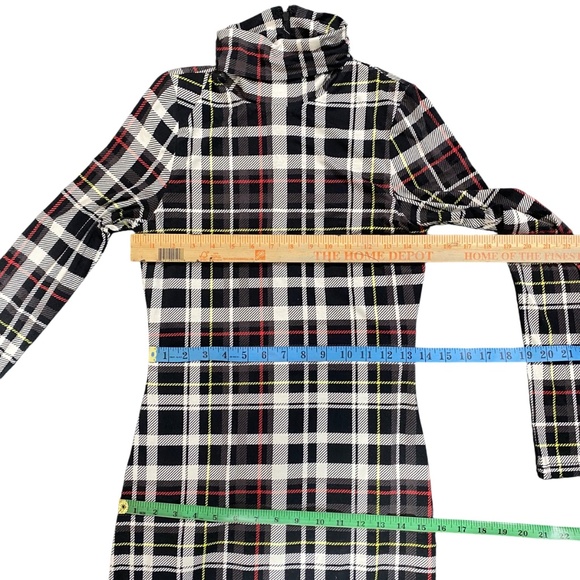 Alice Olivia Dress Women 6 Plaid Delora Turtleneck Mini Academia Preppy FLAW - Picture 7 of 12